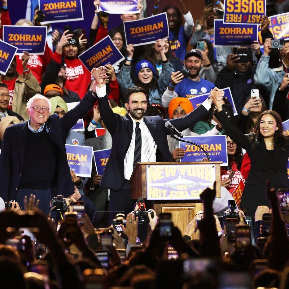 New York mayoral candidate Zohran Mamdani rallies voters with support from Bernie Sanders and AOC